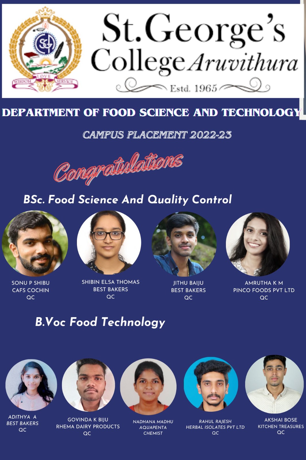 Department of Food Science: Placements